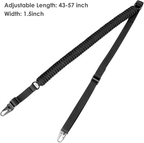 حبل باراكورد 550 ذو نقطتين مع مشابك HK و2 حزمة من ملحقات السكك الحديدية M مع حزام حبال بندقية دوار بطول قابل للتعديل بعرض 1.25 بوصة in Kuwait