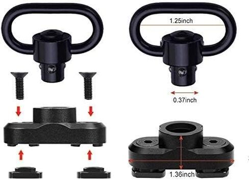 حبل باراكورد 550 ذو نقطتين مع مشابك HK و2 حزمة من ملحقات السكك الحديدية M مع حزام حبال بندقية دوار بطول قابل للتعديل بعرض 1.25 بوصة in Kuwait