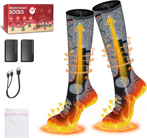 Rechargeable Electric Heated Socks for Men Women Unisex 3 Heating Levels, 6-10H Warmth,Christmas Stocking Gift,Feet Heating,Washable Winter Socks,Camping Skiing Hunting Skating in Saudi Arabia