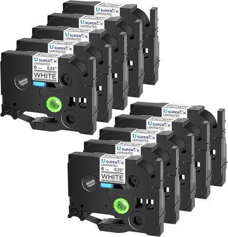 10 Pack 24mm 0.94 Laminated White Tape Compatible for Brother P-Touch Label Maker Tape TZe-251 24mm Label TZe251 1 Inch TZe TZ Tapes TZ-251 TZ251 for PT-D600 D610BT P700 P750W P950NW P710BT in Saudi Arabia
