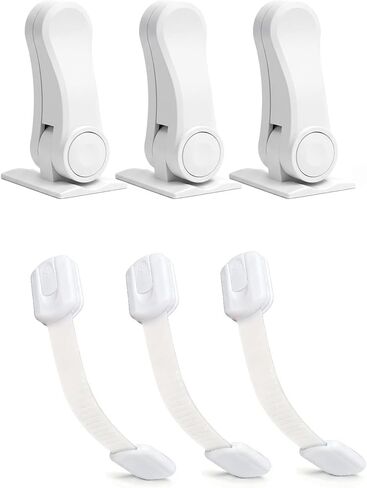 Child Proof Cabinet Locks,Cabinet Locks Baby Proofing 6 Pack—3 Rotating Handle Locks + 3 Flexible Strap Locks,No Drill Multi-Purpose Baby Safety Latches for Fridge,Drawers,Cabinets & Toilets in Saudi Arabia