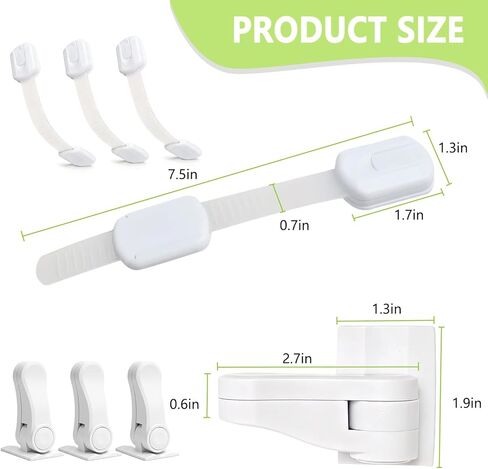 Child Proof Cabinet Locks,Cabinet Locks Baby Proofing 6 Pack—3 Rotating Handle Locks + 3 Flexible Strap Locks,No Drill Multi-Purpose Baby Safety Latches for Fridge,Drawers,Cabinets & Toilets in Saudi Arabia