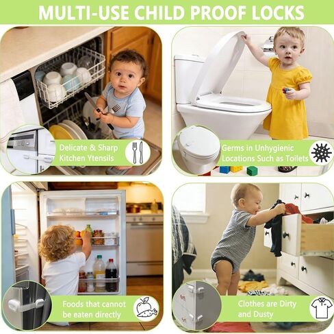 Child Proof Cabinet Locks,Cabinet Locks Baby Proofing 6 Pack—3 Rotating Handle Locks + 3 Flexible Strap Locks,No Drill Multi-Purpose Baby Safety Latches for Fridge,Drawers,Cabinets & Toilets in Saudi Arabia