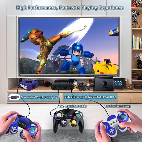وحدة تحكم GameCube مطورة من YSDZSW مع وظيفة TURBO، وحدة تحكم سلكية كلاسيكية لجهاز Wii/GameCube (أسود) in Kuwait