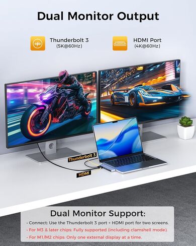 USB C Hub for MacBook Pro/Air M5 M4 M3 M2 M1 2025-2018 13" 14" 15" 16", 7 in 2 MacBook Multiport Adapter Accessories Dongle with 4K@60Hz HDMI, Thunderbolt 3, USB C&A Ports, SD TF Card Reader in Kuwait