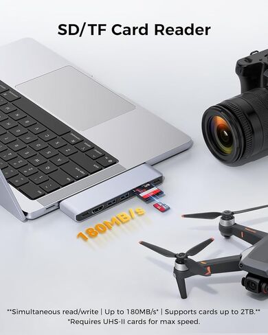 USB C Hub for MacBook Pro/Air M5 M4 M3 M2 M1 2025-2018 13" 14" 15" 16", 7 in 2 MacBook Multiport Adapter Accessories Dongle with 4K@60Hz HDMI, Thunderbolt 3, USB C&A Ports, SD TF Card Reader in Kuwait