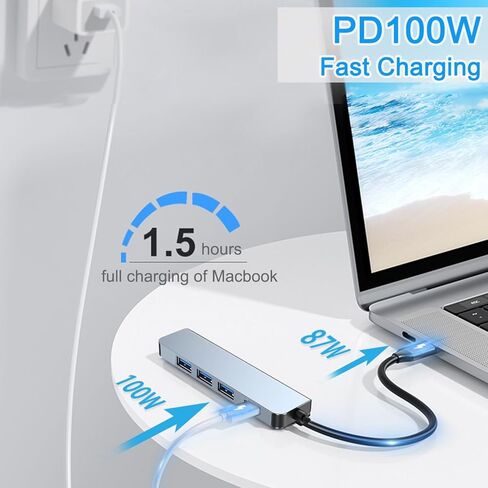 USB C HUB, Expand USB-C Multiport Adapter 5 in 1 with 4K HDMI, 100W Power Delivery, 3 USB A Data Ports for MacBook Pro/Air, iPad Pro/Air/Mini 6 and More in Saudi Arabia