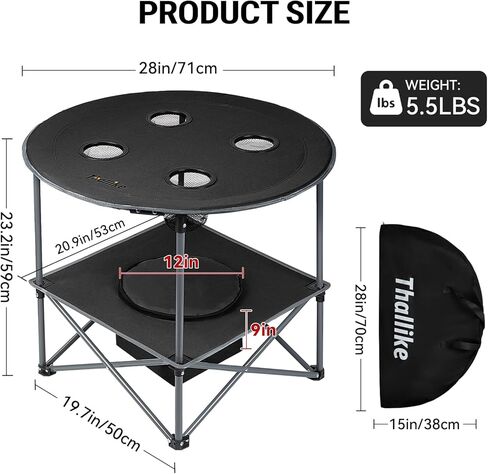 Portable Lightweight Folding Camping Table with Cooler and 4 Large Cup Holders Collapsible Picnic Camp Table Foldable Outdoor Table with Carry Bag for BBQ Tailgating Beach RV Travel Hiking in Saudi Arabia