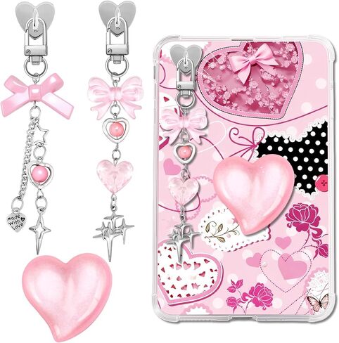 ZLFSRQ 3 قطع سلاسل ساحرة لتزيين Kindle سحر لطيف وردي القوس ملحقات القارئ الإلكتروني Bling Heart Grip حامل متوافق مع Kindle Phone iPad عيد الميلاد هدايا عيد الميلاد لمحبي الكتب وزملاء العمل in Kuwait