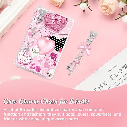 ZLFSRQ 3 قطع سلاسل ساحرة لتزيين Kindle سحر لطيف وردي القوس ملحقات القارئ الإلكتروني Bling Heart Grip حامل متوافق مع Kindle Phone iPad عيد الميلاد هدايا عيد الميلاد لمحبي الكتب وزملاء العمل in Kuwait