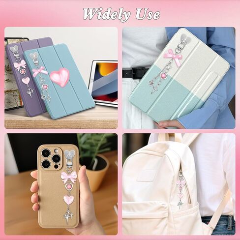 ZLFSRQ 3 قطع سلاسل ساحرة لتزيين Kindle سحر لطيف وردي القوس ملحقات القارئ الإلكتروني Bling Heart Grip حامل متوافق مع Kindle Phone iPad عيد الميلاد هدايا عيد الميلاد لمحبي الكتب وزملاء العمل in Kuwait