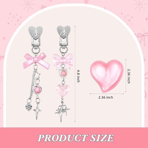 ZLFSRQ 3 قطع سلاسل ساحرة لتزيين Kindle سحر لطيف وردي القوس ملحقات القارئ الإلكتروني Bling Heart Grip حامل متوافق مع Kindle Phone iPad عيد الميلاد هدايا عيد الميلاد لمحبي الكتب وزملاء العمل in Kuwait