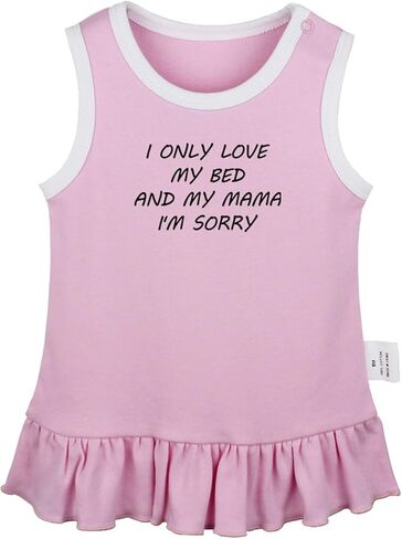I Only Love My Bed and My Mama Funny Dresses Infant Baby Girls Princess Dress Toddler 0-24M Kids Babies Ruffles Skirts in Saudi Arabia