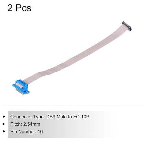 Generic 2Pcs 16Pin Flat Ribbon Cable Grey DB15 Female to FC-16P 2.54mm Pitch 30cm Length DB Serial Port Cable for Computer, LED Display, DVD with 4 Screws in Saudi Arabia