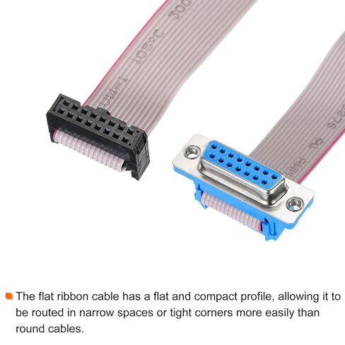 Generic 2Pcs 16Pin Flat Ribbon Cable Grey DB15 Female to FC-16P 2.54mm Pitch 30cm Length DB Serial Port Cable for Computer, LED Display, DVD with 4 Screws in Saudi Arabia