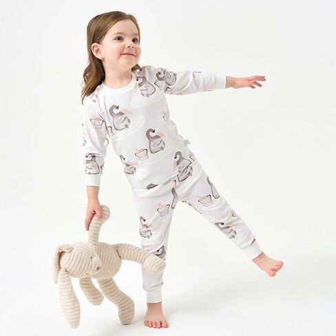 Organic Cotton Soft 3-5T Baby 2-Piece Pajama Set Boys Girls Unisex Long Sleeve in Saudi Arabia