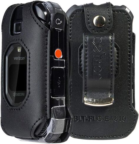 حافظة جلدية من BELTRON لهاتف Kyocera DuraXV Extreme E4810، DuraXV Extreme+ E4811 Verizon Flip Phone - الميزات: مشبك حزام دوار، حماية للشاشة ولوحة المفاتيح، ملاءمة آمنة in Saudi Arabia