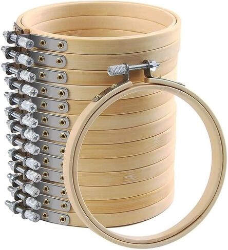 12 Pieces 4 Inch Embroidery Hoops Adjustable Wooden Circle Cross Stitch Hoop Ring for Art Craft Handy Sewing and Christmas Ornaments in Saudi Arabia