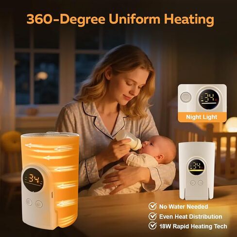 Portable Milk Warmer for Travel, On The Go Baby Bottle Warmer, Waterless Bottle Warmering with Battery-Powered for Home Outdoor, Fast Heating & Precise Temperature Control with LCD Display in Saudi Arabia