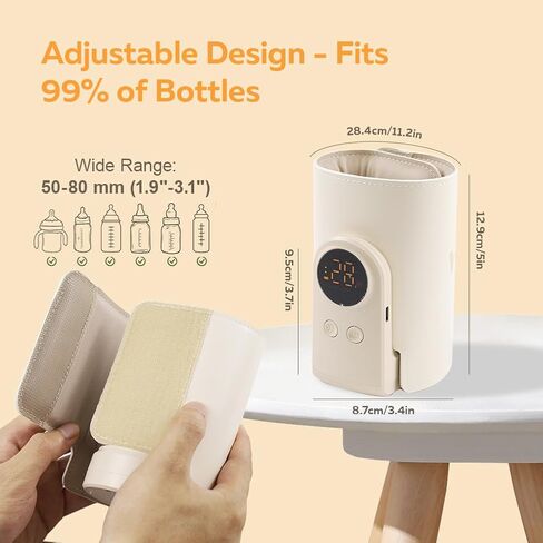 Portable Milk Warmer for Travel, On The Go Baby Bottle Warmer, Waterless Bottle Warmering with Battery-Powered for Home Outdoor, Fast Heating & Precise Temperature Control with LCD Display in Saudi Arabia