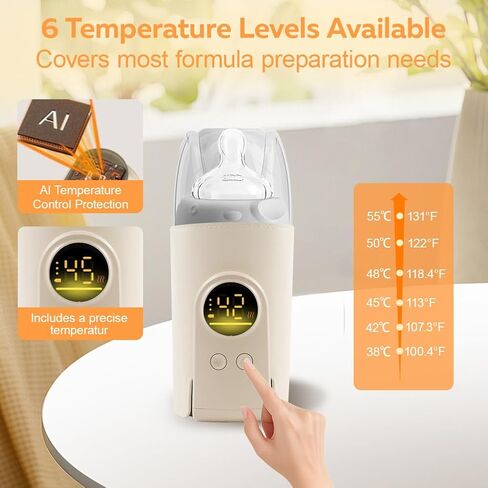 Portable Milk Warmer for Travel, On The Go Baby Bottle Warmer, Waterless Bottle Warmering with Battery-Powered for Home Outdoor, Fast Heating & Precise Temperature Control with LCD Display in Saudi Arabia