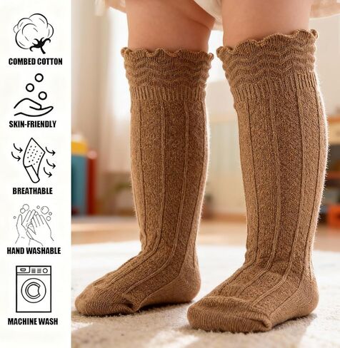 Baby Knee High Socks Girls Newborn Toddlers Cotton Long Tube Ruffle Socks Infant Stockings Dress Sock 0-3T in Saudi Arabia