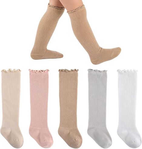 Baby Knee High Socks Girls Newborn Toddlers Cotton Long Tube Ruffle Socks Infant Stockings Dress Sock 0-3T in Saudi Arabia