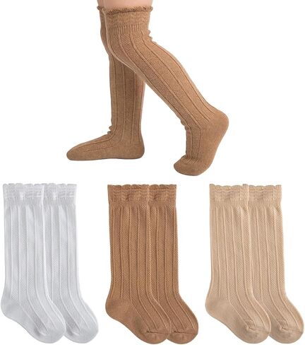 Baby Knee High Socks Girls Newborn Toddlers Cotton Long Tube Ruffle Socks Infant Stockings Dress Sock 0-3T in Saudi Arabia