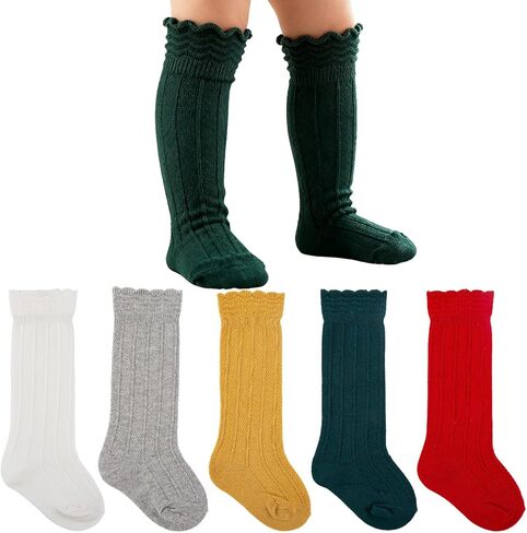 Baby Knee High Socks Girls Newborn Toddlers Cotton Long Tube Ruffle Socks Infant Stockings Dress Sock 0-3T in Saudi Arabia