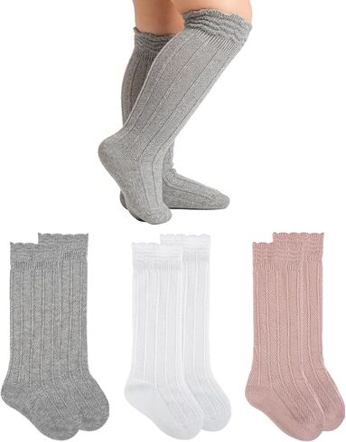 Baby Knee High Socks Girls Newborn Toddlers Cotton Long Tube Ruffle Socks Infant Stockings Dress Sock 0-3T in Saudi Arabia