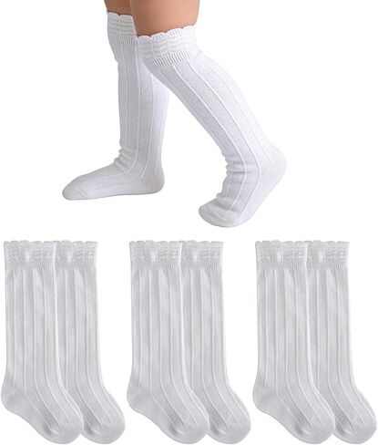 Baby Knee High Socks Girls Newborn Toddlers Cotton Long Tube Ruffle Socks Infant Stockings Dress Sock 0-3T in Saudi Arabia