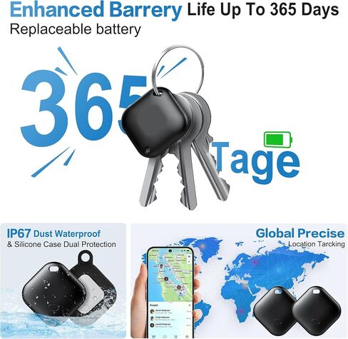 علامة Air Tag لنظام Android، متعقب العلامات - 4 عبوات مع 4 حافظات، يعمل عبر تطبيق Google Find Hub، علامات متتبع Android، مكتشف العناصر للمفتاح، حقيبة الظهر، السفر والتنقل، 2 أسود، 2 أبيض (ليس لنظام iOS) in Kuwait