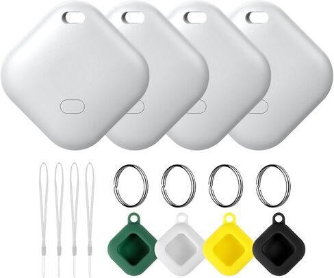 علامة Air Tag لنظام Android، متعقب العلامات - 4 عبوات مع 4 حافظات، يعمل عبر تطبيق Google Find Hub، علامات متتبع Android، مكتشف العناصر للمفتاح، حقيبة الظهر، السفر والتنقل، 2 أسود، 2 أبيض (ليس لنظام iOS) in Kuwait