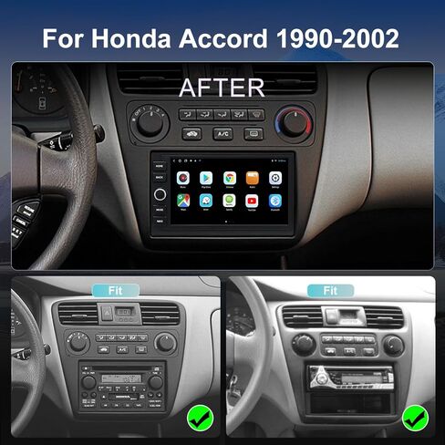 راديو QLED لسيارة Honda Accord 1996 1997 1998 1999 2000 2001 2002 ترقية، استبدال ستيريو بشاشة تعمل باللمس، تشغيل لاسلكي Android auto، كاميرا مجانية in Kuwait