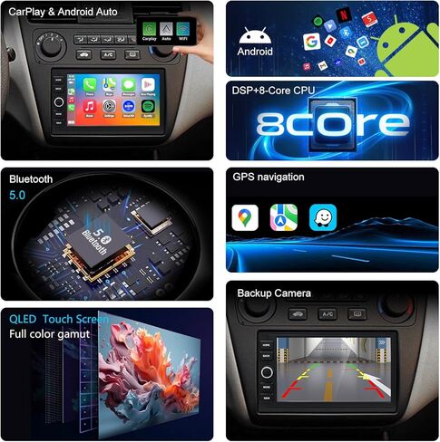 راديو QLED لسيارة Honda Accord 1996 1997 1998 1999 2000 2001 2002 ترقية، استبدال ستيريو بشاشة تعمل باللمس، تشغيل لاسلكي Android auto، كاميرا مجانية in Kuwait
