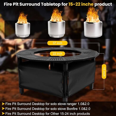 37 Inch Fire Pit Surround Tabletop for Solo Stove Bonfire Ranger 2.0, Circular Safety Protection, Equipped with a Safety Support Frame to Prevent Direct Contact with The Ground in Saudi Arabia