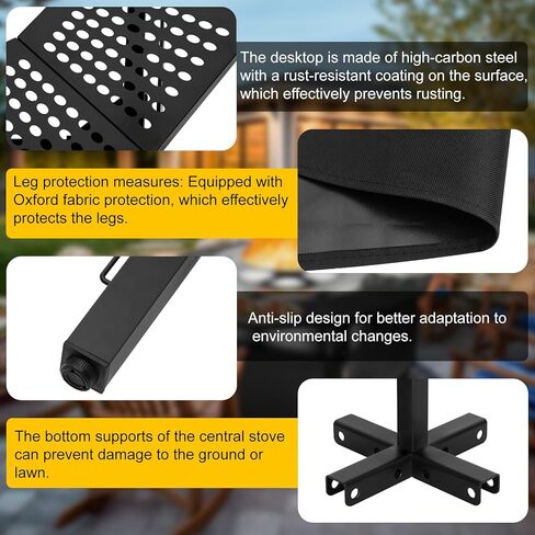 37 Inch Fire Pit Surround Tabletop for Solo Stove Bonfire Ranger 2.0, Circular Safety Protection, Equipped with a Safety Support Frame to Prevent Direct Contact with The Ground in Saudi Arabia