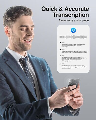 AI Voice Recorder 64GB,Note Voice Recorder with GPT Free Transcription,AI Summary & Mind Map,36H Battery,100+ Languages for Lectures,Meetings,Calls in Saudi Arabia