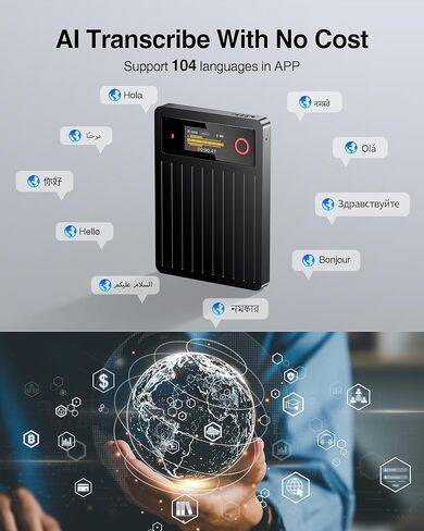AI Voice Recorder 64GB,Note Voice Recorder with GPT Free Transcription,AI Summary & Mind Map,36H Battery,100+ Languages for Lectures,Meetings,Calls in Saudi Arabia