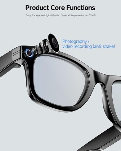 AI Smart Glasses with Camera 4K,Bluetooth AI Glasses for Men Women,Support Live Feed,AI Voice Control,160+ Language Translate, Chat GPT, WiFi, 290mAh Blue Light Glasses（Black） in Saudi Arabia