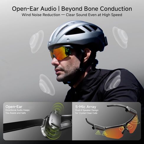 Ranger AI Smart Glasses with Camera Sports Goggles with16MP,120°FOV, EIS stabilization Camera,1080P Video Recording，UV 400 Protection，Open‐Ear Audio，walkie-Talkie Black - Zeiss Orange Lens in Saudi Arabia