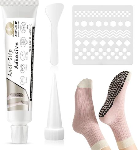 Sock Stop Glue, Anti Slip Sock Glue Transparent Waterproof Fabric Paint, Washable Anti-Slip Sock Adhesive, Suitable for Socks, pet Socks, Floor mats,and Blankets(50ml) in Saudi Arabia
