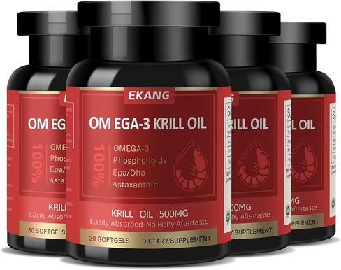 Antarctic Krill Oil - Wild Caught Omega 3 Krill Oil 500 mg with EPA, DHA, Astaxanthin & Phospholipids - Brain, Heart, Joint Support, Non-GMO, Gluten-Free, Antioxidant, Sustainably Sourced, 60 Softgels in Saudi Arabia