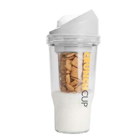Crunchcup XL Blue - كوب حبوب بلاستيكي محمول لتناول الإفطار أثناء التنقل ، للذهاب للحبوب وحاوية الحليب ، لا ملعقة أو وعاء مطلوب in Saudi Arabia