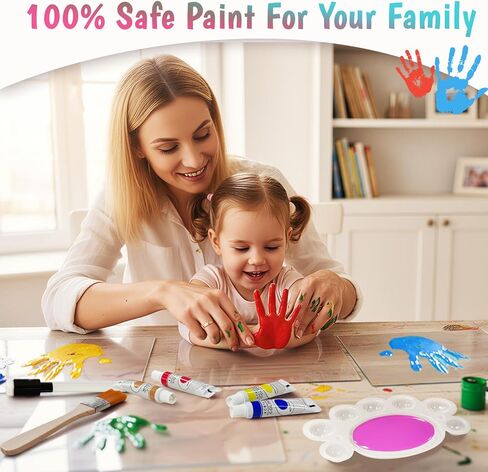 مجموعة بصمة اليد العائلية من OurWarm مكونة من 4 قطع، مجموعة بصمة يد الطفل DIY هدايا تذكارية مع 50 ملصقًا و12 طلاءًا، مجموعة بصمة قدم الطفل إطار خشبي للآباء الجدد في الذكرى السنوية لحديثي الولادة هدايا يوم التبني in Kuwait