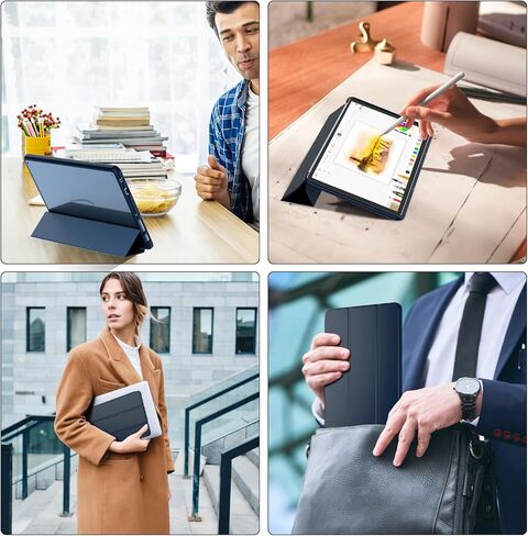 حافظة الكمبيوتر اللوحي Amazon Fire HD 10 الجديدة (تناسب فقط الجيل الثالث عشر، إصدار 2023)، حافظة Sanyetral الفاخرة من جلد البولي يوريثان بحامل ثلاثي الطي وغطاء خلفي شفاف من البولي كربونات مع تنبيه/غفو تلقائي، غير مخصصة لهاتف Nokia iPad Samsung - أزرق داكن in Kuwait