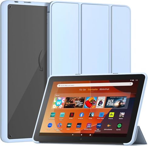 حافظة الكمبيوتر اللوحي Amazon Fire HD 10 الجديدة (تناسب فقط الجيل الثالث عشر، إصدار 2023)، حافظة Sanyetral الفاخرة من جلد البولي يوريثان بحامل ثلاثي الطي وغطاء خلفي شفاف من البولي كربونات مع تنبيه/غفو تلقائي، غير مخصصة لهاتف Nokia iPad Samsung - أزرق داكن in Kuwait