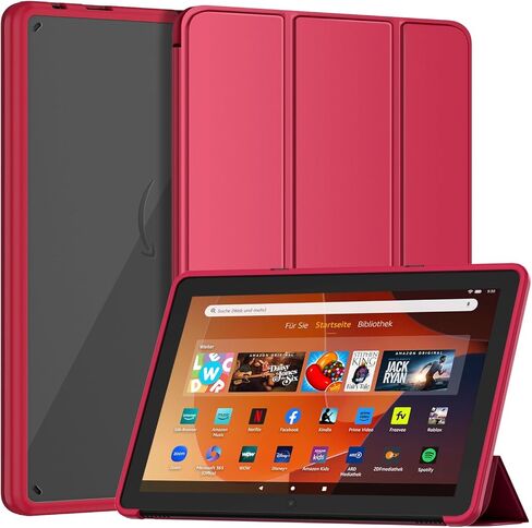حافظة الكمبيوتر اللوحي Amazon Fire HD 10 الجديدة (تناسب فقط الجيل الثالث عشر، إصدار 2023)، حافظة Sanyetral الفاخرة من جلد البولي يوريثان بحامل ثلاثي الطي وغطاء خلفي شفاف من البولي كربونات مع تنبيه/غفو تلقائي، غير مخصصة لهاتف Nokia iPad Samsung - أزرق داكن in Kuwait