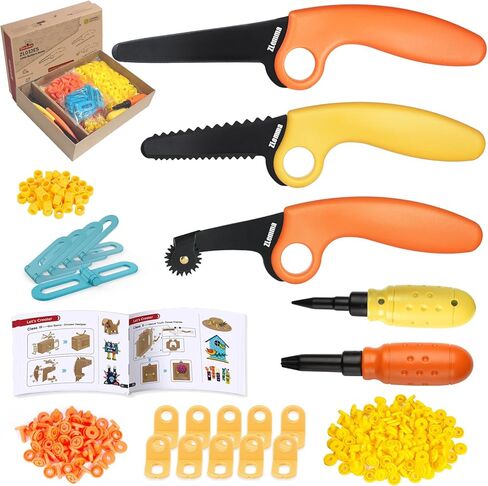 Kids Cardboard Construction Tool Set with Electric Drill & Tool Belt -258PCS, STEM Building Kit for Creative Craft Projects, Educational DIY Engineering Toy for Boys & Girls in Saudi Arabia