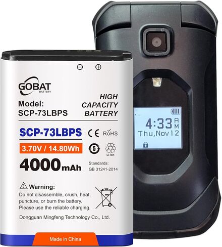 بطارية GOBAT SCP-73LBPS، بطارية عالية السعة 4000 مللي أمبير في الساعة متوافقة مع هاتف Kyocera DuraXV Extreme E4810 Verizon Flip in Saudi Arabia